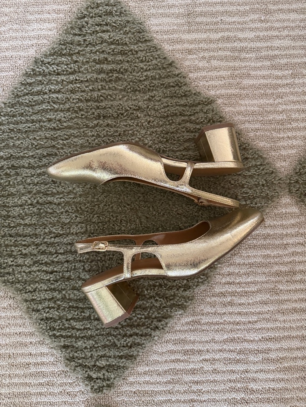 Kensie Metallic Gold Slingback Block Heel Pumps